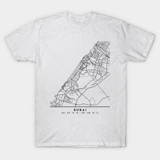 DUBAI UAE DESIGNER BLACK CITY STREET MAP ART T-Shirt